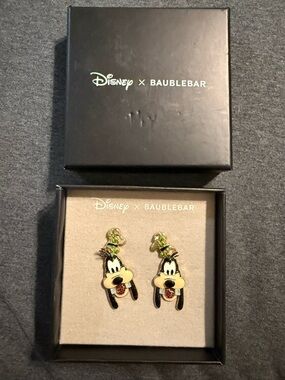 BaubleBar Disney Goofy Enamel Drop Earrings in Black, Cream, Green